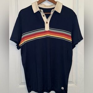 Marine Layer Absurdly Soft Retro Polo in Navy & Multi-Stripe - Size M/L